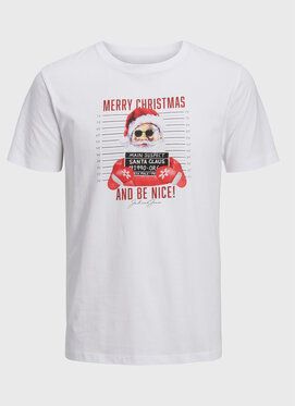 Jack&Jones Tričko Christmas 12221440 Biela Regular Fit