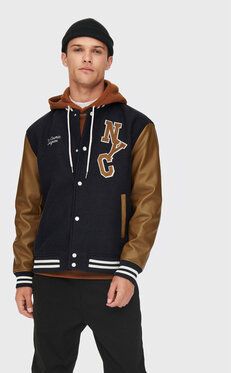 Only & Sons Bundy bomber Jay Varsity 22022572 Tmavomodrá Regular Fit