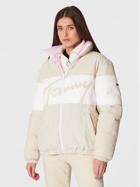 Tommy Jeans Vatovaná bunda Siganture DW0DW14308 Ružová Oversize