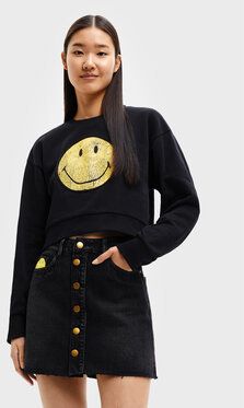 Desigual Mikina SMILEY 22WWSK35 Čierna Relaxed Fit
