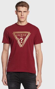 Guess Tričko M3RI68 KBDK0 Bordová Slim Fit