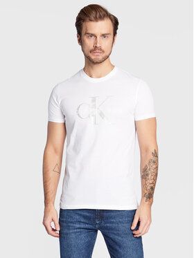 Calvin Klein Jeans Tričko J30J320806 Biela Slim Fit