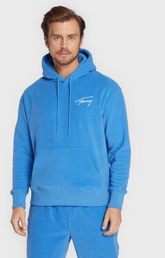 Tommy Jeans Fleecová mikina Signature DM0DM15030 Modrá Relaxed Fit