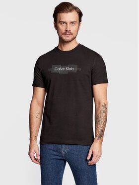 Calvin Klein Tričko Striped Logo K10K110799 Čierna Regular Fit