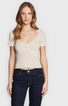 Guess Blúzka Alcosta W2BR65 Z2XY0 Écru Slim Fit