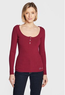 Guess Blúzka Karlee Jewel W2YP46 KBCO2 Bordová Slim Fit