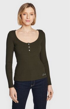 Guess Blúzka Karlee Jewel W2YP46 KBCO2 Zelená Slim Fit