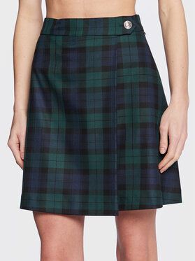 Tommy Hilfiger Trapézová sukňa Tartan WW0WW37065 Zelená Flare Fit