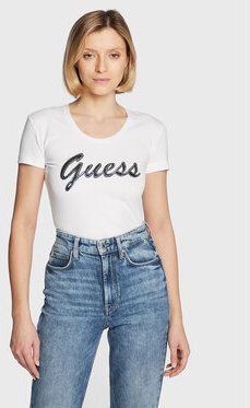 Guess Tričko W3RI50 J1314 Biela Slim Fit