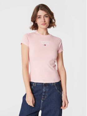 Tommy Jeans Tričko Essential Logo DW0DW14899 Ružová Regular Fit