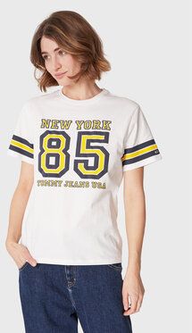 Tommy Jeans Tričko Collegiate DW0DW14906 Biela Relaxed Fit