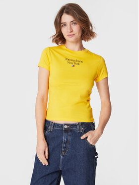 Tommy Jeans Tričko Essential Logo DW0DW14899 Žltá Regular Fit