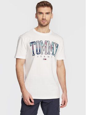 Tommy Jeans Tričko Classic Tartan DM0DM15666 Biela Classic Fit