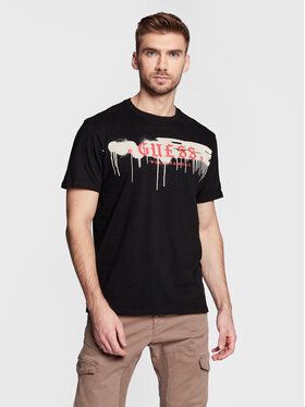 Guess Tričko Graffiti M3RI75 KBDK0 Čierna Slim Fit