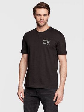 Calvin Klein Tričko Striped Chest Logo K10K110795 Čierna Slim Fit
