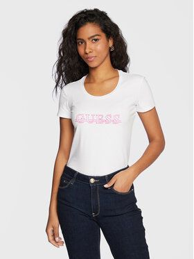 Guess Tričko W3RI61 J1314 Biela Slim Fit