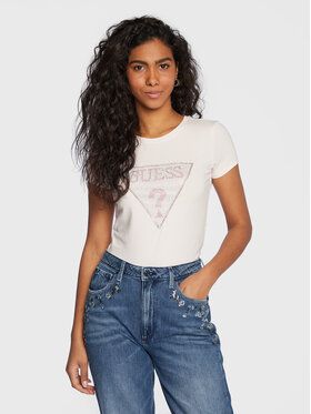 Guess Tričko W3RI05 KA0Q1 Ružová Slim Fit
