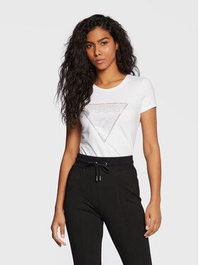 Guess Tričko W3RI05 KA0Q1 Biela Slim Fit