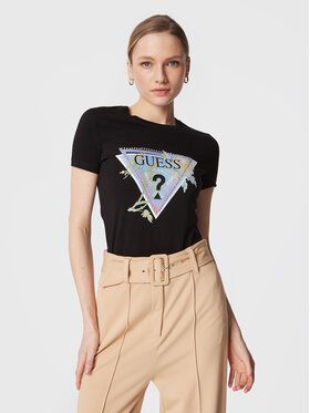 Guess Tričko W3RI18 J1314 Čierna Slim Fit
