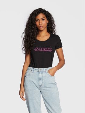 Guess Tričko W3RI61 J1314 Čierna Slim Fit