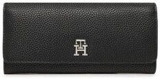 Tommy Hilfiger Veľká dámska peňaženka Th Emblem Large Flap Wallet AW0AW14221 Čierna