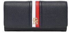 Tommy Hilfiger Veľká dámska peňaženka Th Emblem Large Flap Corp AW0AW14334 Tmavomodrá