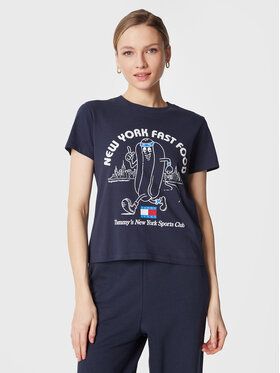 Tommy Jeans Tričko Sportees Fast Food DW0DW15072 Tmavomodrá Regular Fit