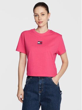 Tommy Jeans Tričko Center Badge DW0DW10404 Ružová Regular Fit
