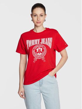 Tommy Jeans Tričko Varsity DW0DW14919 Červená Loose Fit