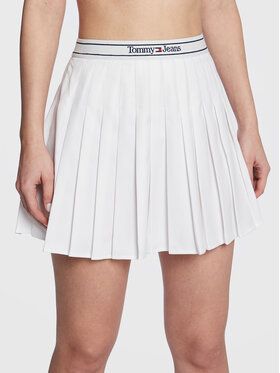 Tommy Jeans Plisovaná sukňa Logo DW0DW14983 Biela Regular Fit