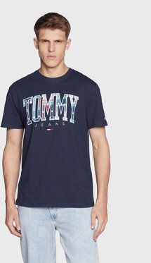 Tommy Jeans Tričko Classic Tartan DM0DM15666 Tmavomodrá Classic Fit