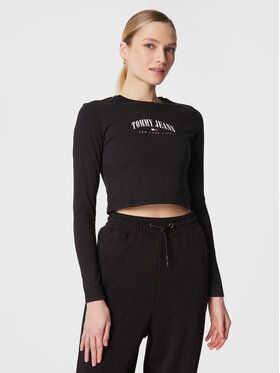 Tommy Jeans Blúzka Essential Logo DW0DW14911 Čierna Regular Fit