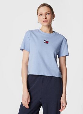Tommy Jeans Tričko Center Badge DW0DW10404 Modrá Regular Fit