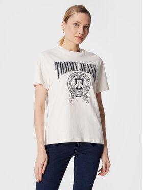 Tommy Jeans Tričko Varsity DW0DW14919 Béžová Relaxed Fit