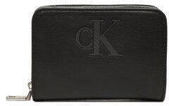 Calvin Klein Jeans Malá dámska peňaženka Sleek Med Zip Around Solid K60K610354 Čierna