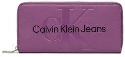Calvin Klein Jeans Veľká dámska peňaženka Sculpted Zip Around Mono K60K610358 Fialová