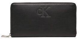 Calvin Klein Jeans Veľká dámska peňaženka Sleek Zip Around Solid K60K610346 Čierna