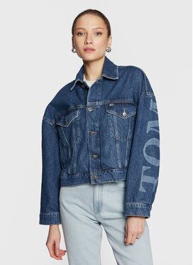 Tommy Jeans Džínsová bunda Wide Sleeve DW0DW14833 Tmavomodrá Oversize