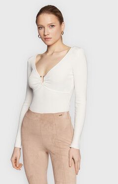 Guess Blúzka W3RR33 Z30K0 Biela Slim Fit