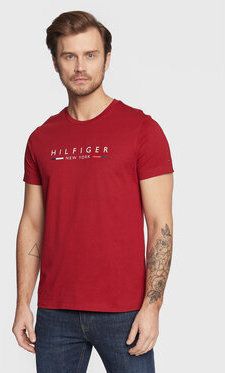 Tommy Hilfiger Tričko New York MW0MW29372 Bordová Slim Fit