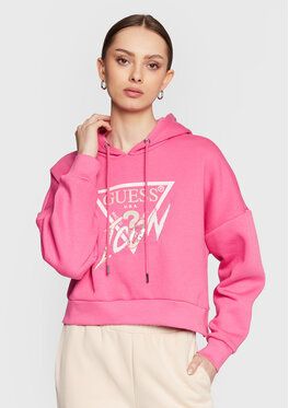 Guess Mikina Icon W3RQ03 KB683 Ružová Relaxed Fit