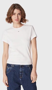 Tommy Jeans Tričko Essential DW0DW14876 Biela Slim Fit