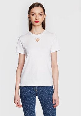 Elisabetta Franchi Tričko MA-39N-31E2-V130 Biela Slim Fit