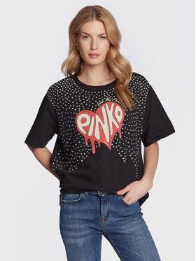 Pinko Tričko Degno 101117 A0U4 Čierna Oversize