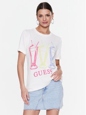 Guess Tričko Adelita W3RI24 KBK72 Écru Regular Fit