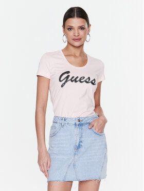 Guess Tričko Adriana W3RI50 J1314 Ružová Slim Fit