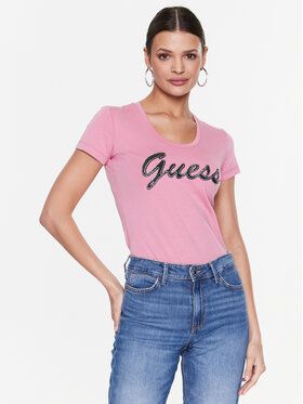 Guess Tričko Adriana W3RI50 J1314 Ružová Slim Fit