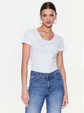 Guess Tričko Adelina W3RI14 J1314 Modrá Slim Fit