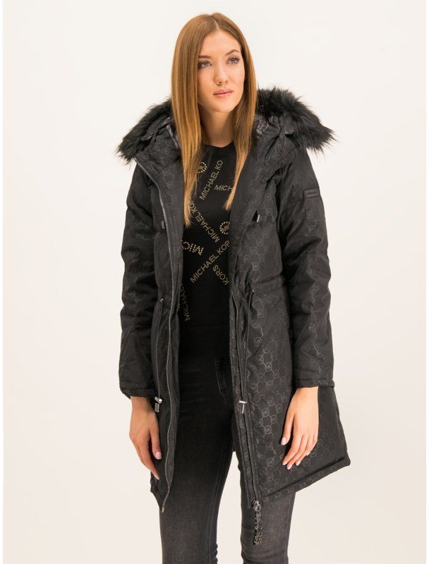 MICHAEL Michael Kors Belted Faux Fur Trim Hooded Puffer Coat