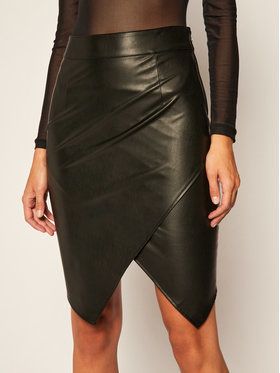 Patrizia Pepe Kožená sukňa 8L0371/A1DZ-K103 Čierna Slim Fit
